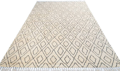 Moroccan White Hand Knotted 67 X 95 Area Rug 700-147481 Image 1