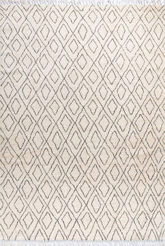 Pakistani Moroccan White Rectangle 6x9 ft Wool Carpet 147481