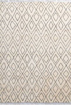 Moroccan White Hand Knotted 5'8" X 8'0"  Area Rug 700-147482