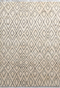 Pakistani Moroccan White Rectangle 5x8 ft Wool Carpet 147483