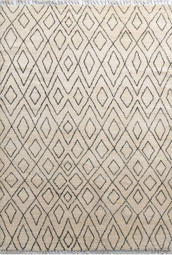 Moroccan White Hand Knotted 5'8" X 8'0"  Area Rug 700-147483