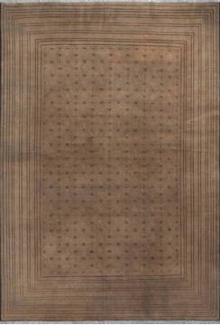 Pakistani Overdyed Brown Rectangle 7x10 ft Wool Carpet 147485