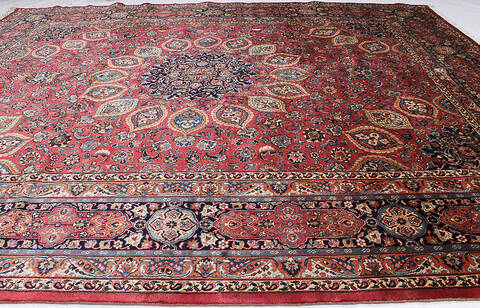 Mashad Red Hand Knotted 99 X 122 Area Rug 254-147486 Image 2