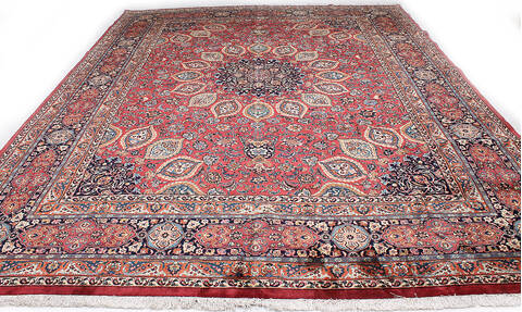 Mashad Red Hand Knotted 99 X 122 Area Rug 254-147486 Image 8