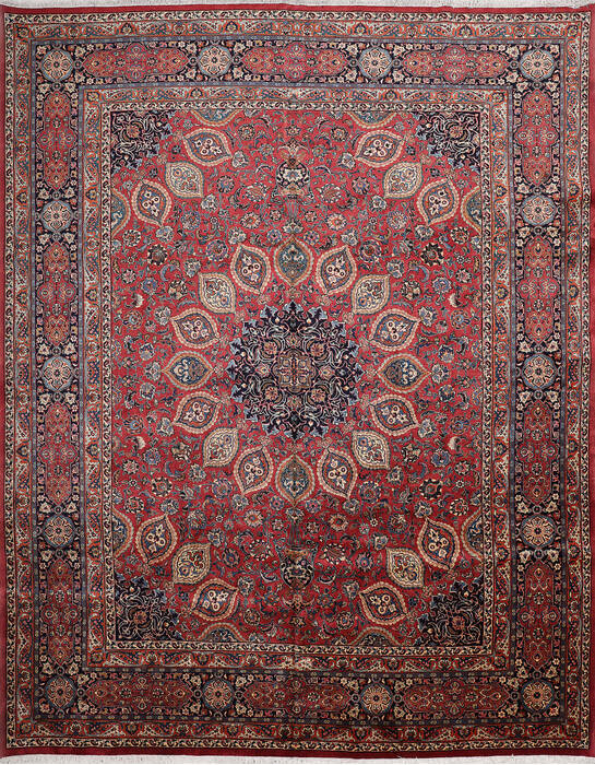 Mashad Red Hand Knotted 99 X 122 Area Rug 254-147486 Image 0