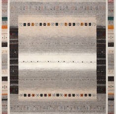 Gabbeh Grey Square Hand Knotted 8'10" X 8'10"  Area Rug 125-147488