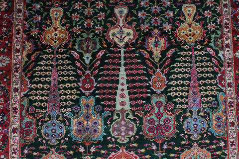 Tabriz Green Runner Hand Knotted 30 X 152 Area Rug 254-147489 Image 3