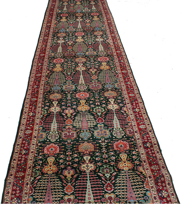 Tabriz Green Runner Hand Knotted 30 X 152 Area Rug 254-147489 Image 5