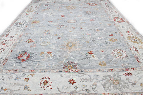 Agra Grey Hand Knotted 100 X 140 Area Rug 254-147497 Image 7