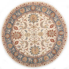 Indian Ziegler Beige Round 5 to 6 ft Wool Carpet 147499