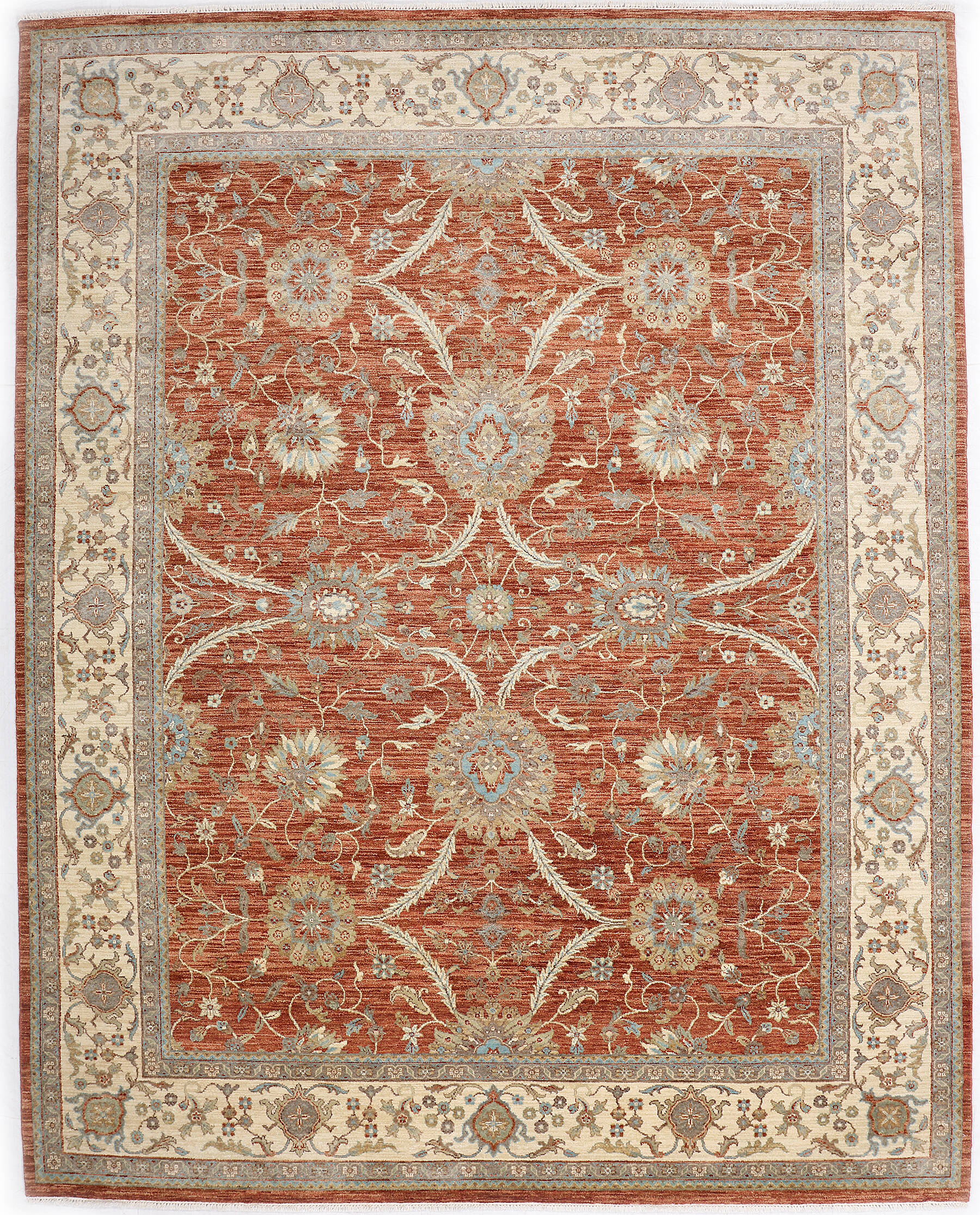 Indian Ziegler Red Rectangle 8X10 Ft Wool And Silk Carpet 147503 | Sku  147503