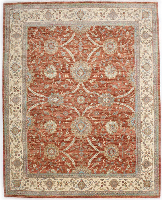 Ziegler Red Hand Knotted 81 X 102 Area Rug 254-147503 Image 1