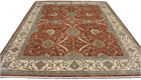Ziegler Red Hand Knotted 81 X 102 Area Rug 254-147503 Image 6