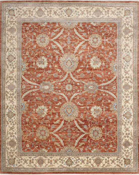 Ziegler Red Hand Knotted 81 X 102 Area Rug 254-147503 Image 0