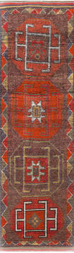 Turkish Kilim Red Runner 10 to 12 ft Wool Carpet 147505