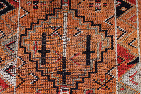 Kilim Orange Runner Hand Knotted 210 X 98 Area Rug 254-147506 Image 4
