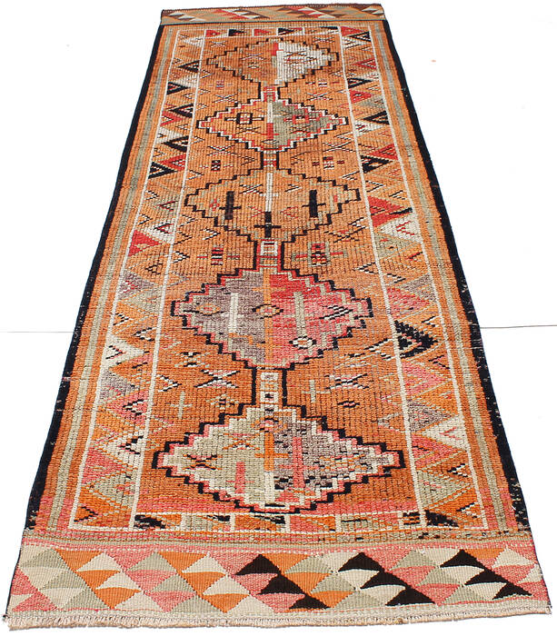 Kilim Orange Runner Hand Knotted 210 X 98 Area Rug 254-147506 Image 7