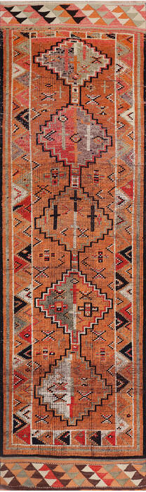 Kilim Orange Runner Hand Knotted 210 X 98 Area Rug 254-147506 Image 0