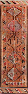 Kilim Orange Runner Hand Knotted 2'10" X 9'8"  Area Rug 254-147506