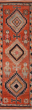 Kilim Red Runner Hand Knotted 3'3" X 10'10"  Area Rug 254-147509