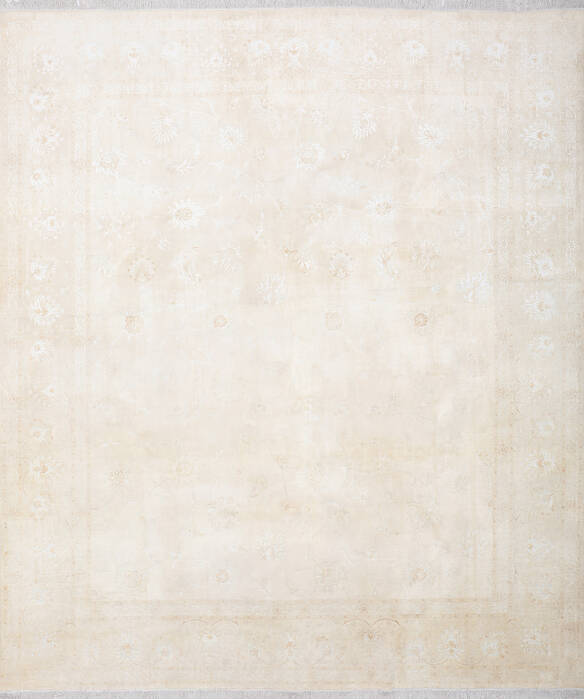 Tabriz Beige Hand Knotted 96 X 113 Area Rug 254-147510 Image 0