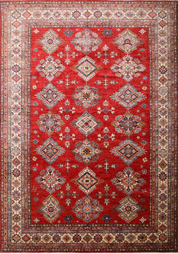 Pakistani Kazak Red Rectangle 9x12 ft Wool Carpet 147511