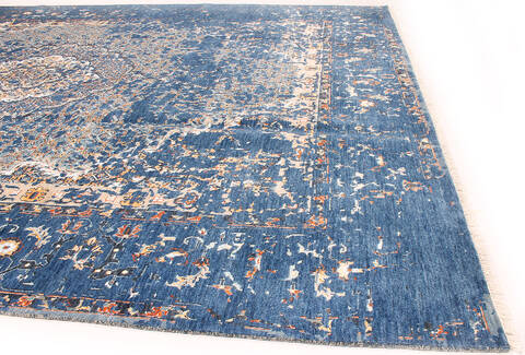 Modern-Contemporary Blue Hand Knotted 90 X 120 Area Rug 254-147515 Image 2