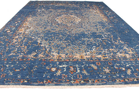 Modern-Contemporary Blue Hand Knotted 90 X 120 Area Rug 254-147515 Image 3