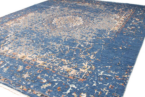 Modern-Contemporary Blue Hand Knotted 90 X 120 Area Rug 254-147515 Image 4