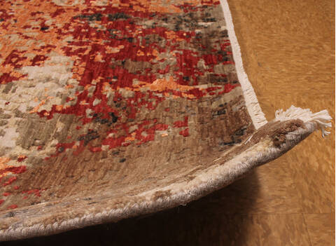 Modern-Contemporary Orange Hand Knotted 90 X 120 Area Rug 254-147518 Image 3