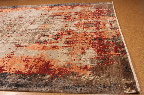 Modern-Contemporary Orange Hand Knotted 90 X 120 Area Rug 254-147518 Image 4
