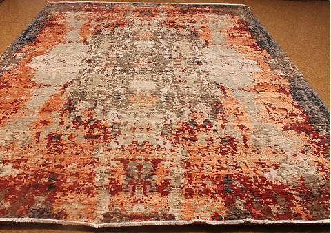 Modern-Contemporary Orange Hand Knotted 90 X 120 Area Rug 254-147518 Image 5