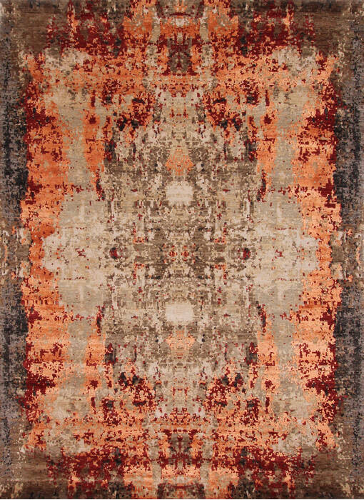 Modern-Contemporary Orange Hand Knotted 90 X 120 Area Rug 254-147518 Image 0