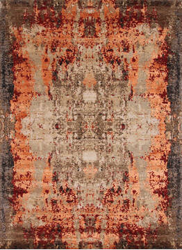 Indian Modern-Contemporary Orange Rectangle 9x12 ft Wool Carpet 147518