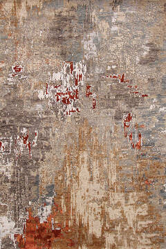 Indian Modern-Contemporary Grey Rectangle 6x9 ft Wool Carpet 147520