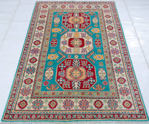 Kazak Green Hand Knotted 311 X 60 Area Rug 700-147531 Image 1