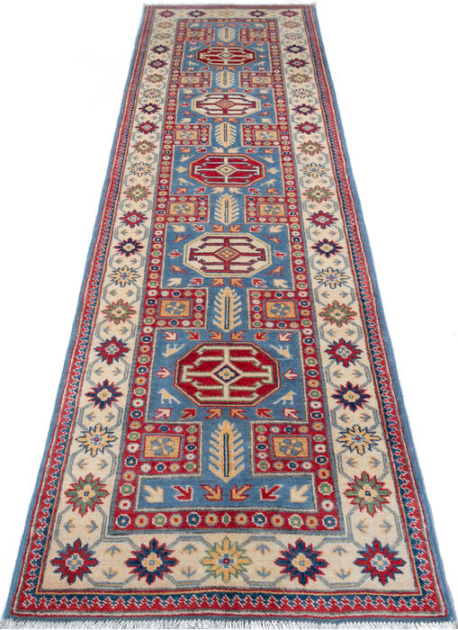 Kazak Blue Runner Hand Knotted 28 X 96 Area Rug 700-147532 Image 1