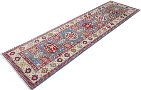 Kazak Blue Runner Hand Knotted 28 X 96 Area Rug 700-147532 Image 2