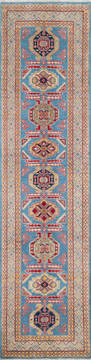 Afghan Kazak Blue Runner 10 to 12 ft Wool Carpet 147533