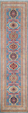 Kazak Blue Runner Hand Knotted 2'6" X 9'11"  Area Rug 700-147533