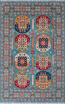 Kazak Blue Hand Knotted 3'10" X 6'0"  Area Rug 700-147534