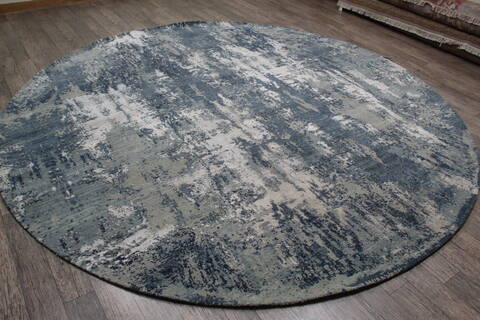 Jaipur Blue Round Hand Knotted 101 X 102 Area Rug 905-147542 Image 2