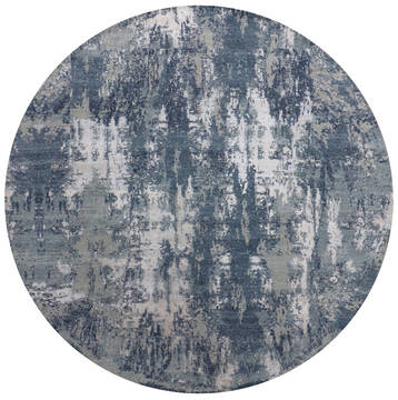 Jaipur Blue Round Hand Knotted 9'0" X 9'0"  Area Rug 905-147543