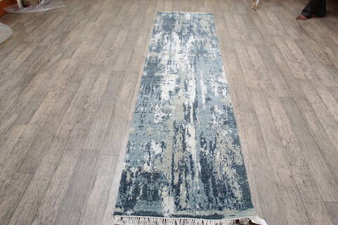 Jaipur Blue Runner Hand Knotted 26 X 103 Area Rug 905-147546 Image 1