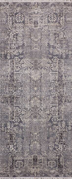 Indian Jaipur Grey Runner 6 to 9 ft Wool and Raised Silk Carpet 147552