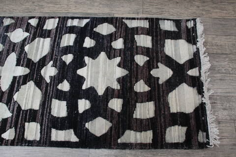 Jaipur Black Runner Hand Knotted 26 X 100 Area Rug 905-147554 Image 3