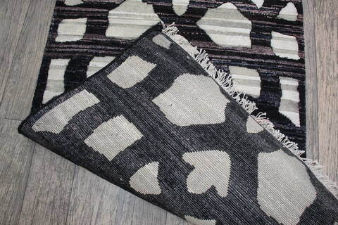 Jaipur Black Runner Hand Knotted 26 X 100 Area Rug 905-147554 Image 6