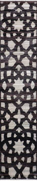 Jaipur Black Runner Hand Knotted 2'6" X 10'0"  Area Rug 905-147554