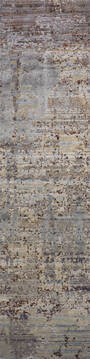Indian Jaipur White Runner 10 to 12 ft Wool and Raised Silk Carpet 147560