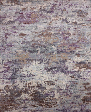 Indian Jaipur Purple Rectangle 8x10 ft Wool and Raised Silk Carpet 147568